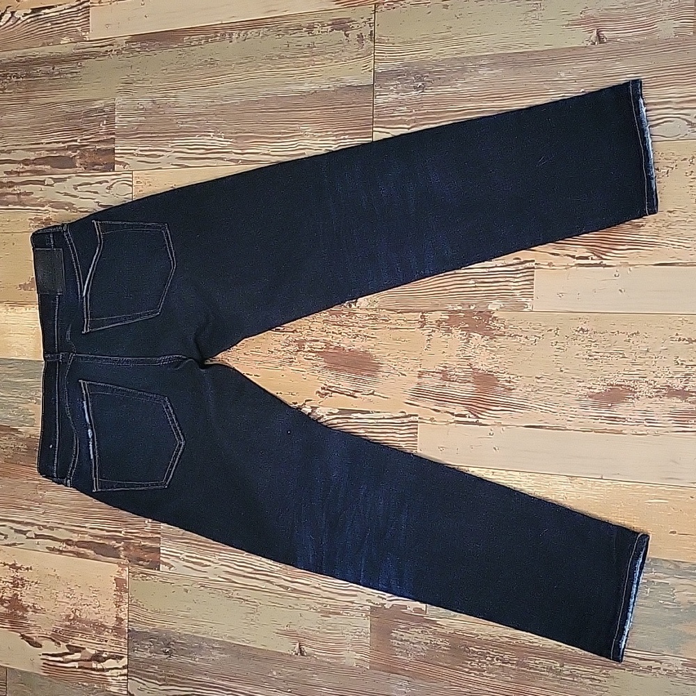 Abercrombie & Fitch Men's Straight Dark Indigo Distressed Jeans - Picture 3 of 6